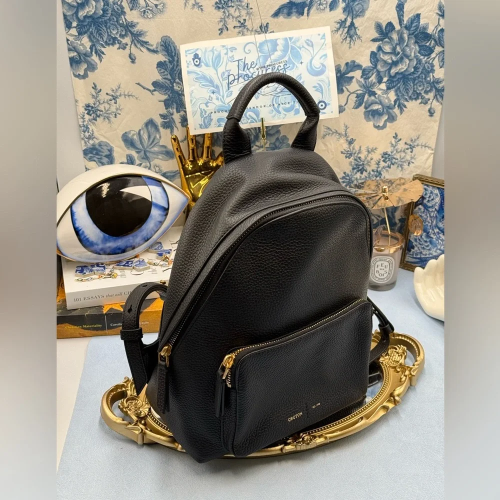 🆕 OROTON 🧿 NWOT Lilly Small Backpack, Black Leather